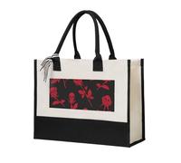 KLJnmbb Skull Rose Print Tote Bag Canvas Gift Large Capacity Eco-Friendly For Travel Office Weekend Trips