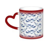 KLJnmbb Small Blue Whale Swimming Print Starry Sky Color-Changing Mug Ceramic Gift Home Office Cafe Coffee Mugs Holiday
