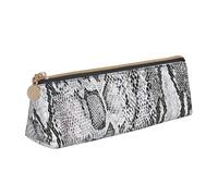 KLJnmbb Snake Skin Black and White Print Elegant Pencil Case Large Capacity Triangle Pouch with Zipper for Writing Tools