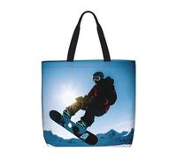 KLJnmbb Snowboarding Picture Print Water-Resistant Bag Convenience Tote Shopping Gym Lightweight Daily Use Multiple