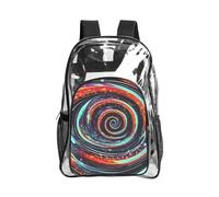 KLJnmbb Space Spiral Cosmic Print Unisex See Through Bag Clear Backpack with Pocket School Hiking Work Outdoor Use