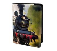KLJnmbb Steam Little Train Print 5.5in Passport Travel Document Wallet Secure Compact Stylish for Men and Women