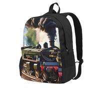KLJnmbb Steam Little Train Print Large Capacity Backpack Lightweight Hiking Outdoor Adventures Daily Commuting