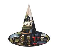 KLJnmbb Steam Little Train Print Unisex Halloween Witch Hat Adults And Teens Cap Parties Carnivals Costumes Caps