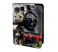 KLJnmbb Steam Locomotive Train Print 5.5in Passport Travel Document Wallet Secure Compact Stylish for Men and Women