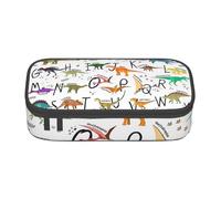 KLJnmbb Stylish Learning Alphabets with Dinosaurs Print Travel Pencil Case 8.3 X 2 X 3.7 Inches Functional Storage Bag for Office Supplies