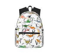 KLJnmbb Stylish Learning Alphabets With Dinosaurs Print Unisex Lightweight Casual Backpack Water-Resistant Commuting Outdoor Adventures