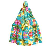 KLJnmbb Summer Style Hawaiian Print Halloween Hooded Cloak With Vibrant Full Length Adult Unisex Cosplay Costume