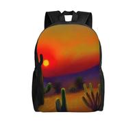 KLJnmbb Sunset Cactus In Desert Print Men Women Stylish Waterproof Backpack For Travel Hiking Camping Lightweight Daypack