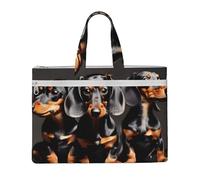 KLJnmbb Three Dachshunds Print Canvas Tote File Bag For Documents Office Supplies Travel Commuting Shoulder Bags