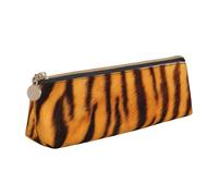 KLJnmbb Tiger Striped Pattern Print Elegant Pencil Case Large Capacity Triangle Pouch with Zipper for Writing Tools