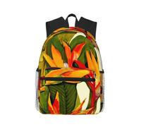 KLJnmbb Tropical Bird Of Paradise Print Unisex Lightweight Casual Backpack Water-Resistant Commuting Outdoor Adventures