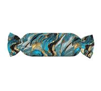 KLJnmbb Turquoise Blue Gold Marble Print Candy Cylindrical Skin-Friendly Pillow Versatile Home Decor Bedroom Yoga Travel
