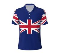 KLJnmbb UK Flag Print Breathable Polo Shirts Men Stylish Short Sleeve Casual Outings Fathers Day Presents Black