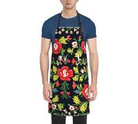 KLJnmbb Ukrainian Embroidery Style Rose Print 28x33 In Adult Cooking Apron With Pockets Stylish And Functional Chef Apron