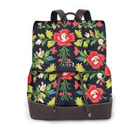 KLJnmbb Ukrainian Embroidery Style Rose Print Women'S Backpack Shopping Bag Lightweight Versatile Fashion Rucksack Work Travel