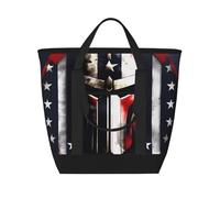 KLJnmbb Usa Flag American Spartanprint Tote Bag Large Capacity Insulated Thermal For Daily Lunch Picnic Beach Shopping