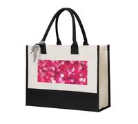 KLJnmbb Valentine'S Day Love Heart Print Tote Bag Canvas Gift Large Capacity Eco-Friendly For Travel Office Weekend Trips