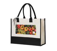 KLJnmbb Variety Fresh Vegetables Fruits Print Tote Bag Canvas Gift Large Capacity Eco-Friendly For Travel Office Weekend Trips