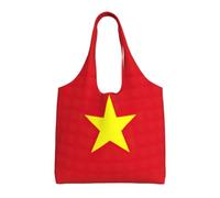 KLJnmbb Vietnamese Flag Print Oversized Canvas Tote Bag Lightweight Shoulder Handbag For Beach Travel Daily