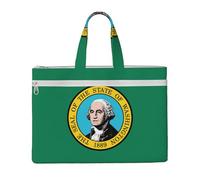 KLJnmbb Washington Flag Print Canvas Tote File Bag For Documents Office Supplies Travel Commuting Shoulder Bags