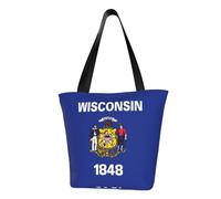 KLJnmbb Wisconsin State Flag Print Functional Shoulder Bag Travel Beach Trendy Handbag Daily Vacation Work Summer Use