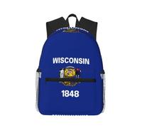 KLJnmbb Wisconsin State Flag Print Unisex Lightweight Casual Backpack Water-Resistant Commuting Outdoor Adventures