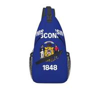 KLJnmbb Wisconsin State FlagPrint Cross Bag Diagonally Sling Chest Backpack for Men Women Travel Gym Daily Urban Use