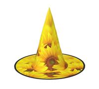 KLJnmbb Yellow Sunflower Print Unisex Halloween Witch Hat Adults And Teens Cap Parties Carnivals Costumes Caps