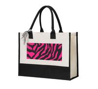 KLJnmbb Zebra Tiger Leopard Pink Print Tote Bag Canvas Gift Large Capacity Eco-Friendly For Travel Office Weekend Trips