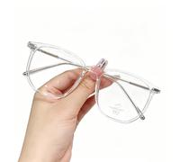 KLJUddGY Plain Eyewear Frames Polygonal Spectacles for Computer Non Prescription Eyeglasses Full Rim Reading Glasses Anti-Blue Light Glasses(Clear Silver)