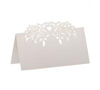 Kljuyhat 60Pcs Spitze Hochzeit Tisch Name Tischkarten Personalisierte Empfangsdekoration mit WeißEr Spitze Muster Karton für Hochzeitsbevorzugungen,