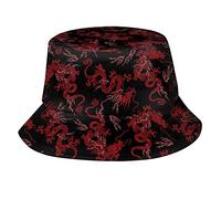 kljzzr Chinese Japanese Dragon Bucket Hat Unisex Outdoor Travel Packable Beach Sun Hat Dragon Print Fisherman Cap