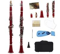KLKL clarinet 17 Keys Clarinet Bb B Flat Professional Woodwind Instrument ABS Resin Tube Clarinet With Box Reed Musical Instrument Parts (Color : Crimson)