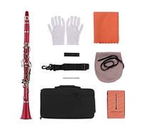 KLKL clarinet Bb Flat 17-Key Clarinet with Carry Case Gloves Cloth Mini Screwdriver Reed Case 10pcs Reeds Woodwind Instrument Flute (Color : Crimson)