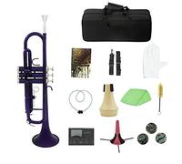KLKL Standard Trumpets Bb B Flat Trumpet Brass With Mouthpiece Carry Bag Tuner Mute Trumpet Stand Gloves Cleaning Tools Wind Instrument Trumpet Instrument (Color : Dark purple)
