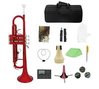 KLKL Standard Trumpets Bb B Flat Trumpet Brass With Mouthpiece Carry Bag Tuner Mute Trumpet Stand Gloves Cleaning Tools Wind Instrument Trumpet Instrument (Color : Dark-red)