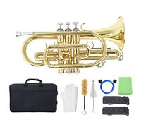 KLKL Standard Trumpets Professional Bb Flat Cornet Brass Wind Instrument With Carrying Case Gloves Cleaning Cloth Brushes Trumpet Instrument