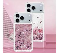 KLKLKTT Clear Glitter Liquid Quicksand Phone Case For iPhone 17 Air 16 PM 15 14 Plus 13 12 11 Pro Max 16e Anti Protective Cover,YB,LS,L04,for iPhone 14 Pro