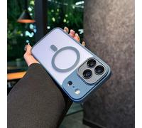 KLKLKTT Dopamine Silicone Hybrid Matte Phone Case for IPhone 17 Air 16E 15 14 Plus 13 Pro Max Magnetic Wireless Charge Shockproof Cover,Dark Blue,for iPhone 13