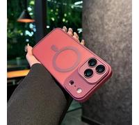 KLKLKTT Dopamine Silicone Hybrid Matte Phone Case for IPhone 17 Air 16E 15 14 Plus 13 Pro Max Magnetic Wireless Charge Shockproof Cover,Dark Red,for iPhone 13 Pro Max