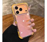 KLKLKTT For iPhone 17 Air 16 15 14 Pro Max Transparent Clear Ultra Thin Acrylic Armor Case Four Corner Shockproof TPU Back Cover,orange,for iPhone17 Pro Max