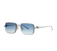 KLKLKTT Hip Pop Rimless Square Sunglasses Unisex Diamond Cut Lens Small Frame Retro Fashion Shades Street Style Eyewear