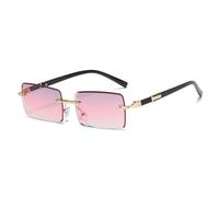 KLKLKTT Rimless Rectangle Sunglasses for Men Women Lightweight Adjustable Nose Pads Modern Minimalist Eyewear,C3