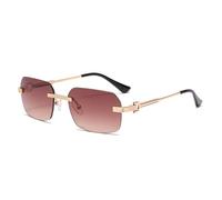 KLKLKTT Rimless Rectangular Sunglasses for Women Men Vintage Frameless Rectangle Sun Glasses Retro 90s Fashion Metal Gold F