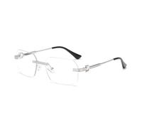 KLKLKTT Rimless Rectangular Sunglasses for Women Men Vintage Frameless Rectangle Sun Glasses Retro 90s Fashion Metal Gold F