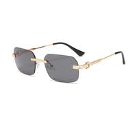 KLKLKTT Rimless Rectangular Sunglasses for Women Men Vintage Frameless Rectangle Sun Glasses Retro 90s Fashion Metal Gold F