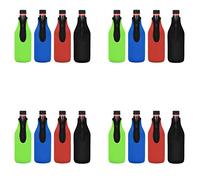 KLKNE 16 Pack Beer Bottle Insulator Sleeve Keep Drink Cold,Zip-Up Bottle Jackets,Beer Bottle Cooler Sleeves,Neoprene Cover