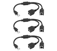 KLKNE 3X RJ45 1 Male to 2 Female Ethernet Splitter Cable for Super Cat5, Cat6, LAN Ethernet Network Extension Cable Adapter