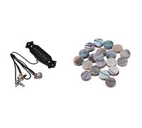 KLKNE Magnetic Acoustic Pickup for Guitar Black with 20PCS Green Paua Abalone Inlay Dots 6mm Guitar Ukulele Banjo Maker